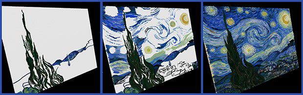 Il dipinto "Notte stellata" si Van Gogh ricreato con Project Wetbrush