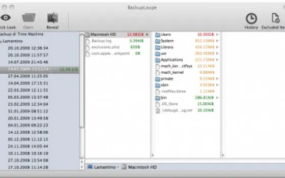 BackupLoupe vi permette di esplorare i backup di Time Machine
