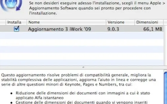 Rilasciato iWork 9.0.3