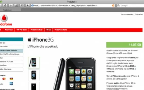 iPhone 3G: oggi le tariffe ufficiali di Vodafone?