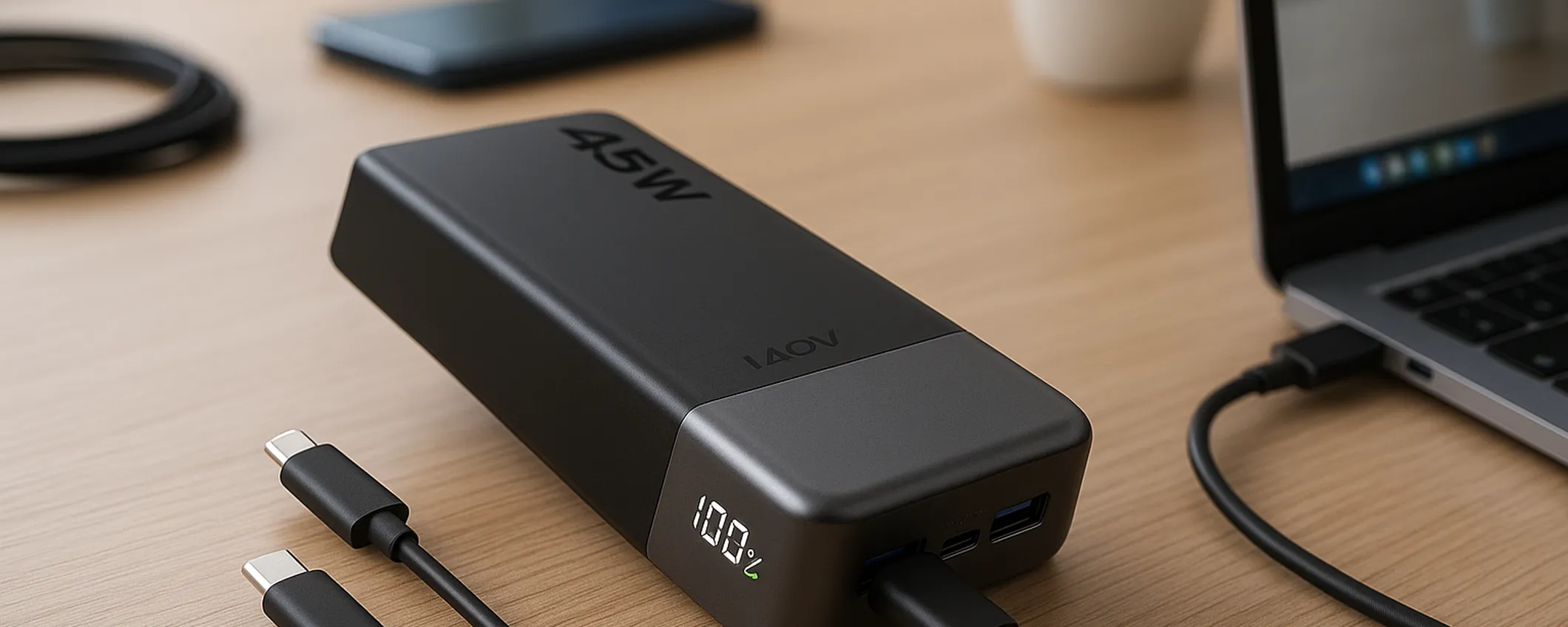 Powerbank JUOVI 45W a 31,99€: ricarica veloce e affidabile sempre con te