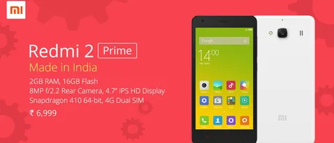 Xiaomi annuncia il Redmi 2 Prime in India