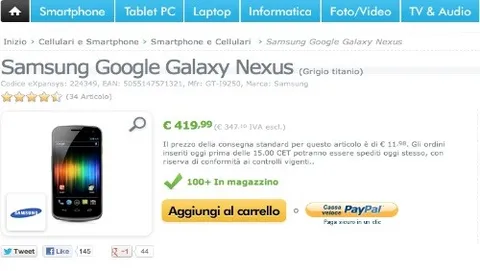 Galaxy Nexus: le migliori offerte speciali per acquistarlo al miglior prezzo