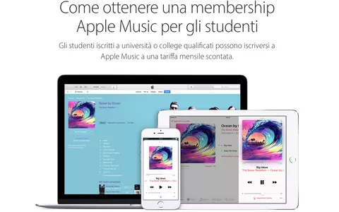 Apple Music, anche in Italia l'abbonamento scontato per studenti