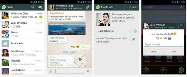 WhatsApp, screenshot della versione Android
