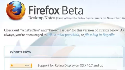 Firefox 18, nuova beta con supporto al display Retina