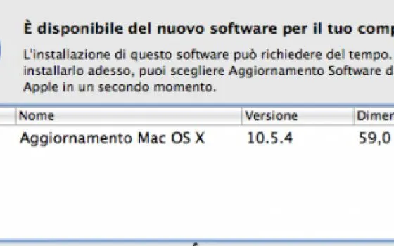 Disponibile Mac OS X 10.5.4