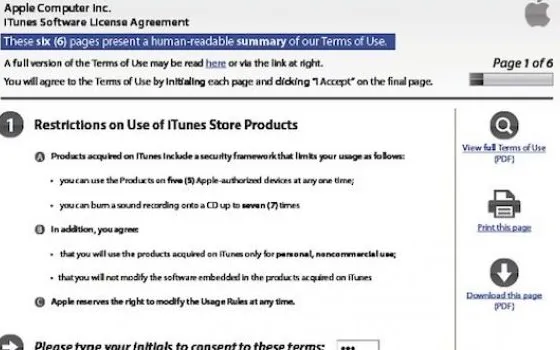 I termini dell'accordo di iTunes in 6 (comprensibili) slide