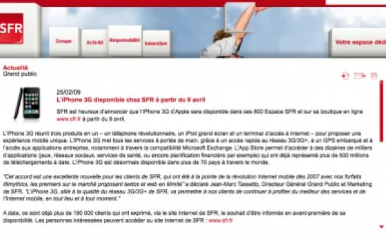 iPhone: in Francia il secondo operatore sarà SFR