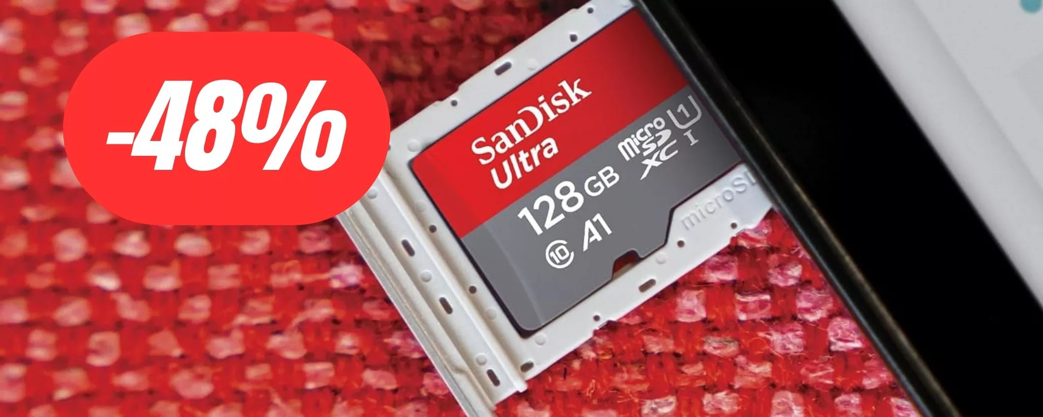 microSD SanDisk da 128GB con tanto di adattatore al 48% di sconto: OFFERTA OUTLET