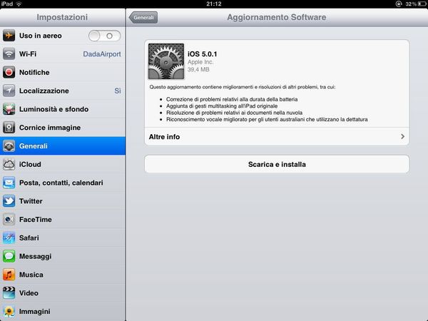 iOS 5.0.1 su iPad iOS 5.0.1 su iPad
