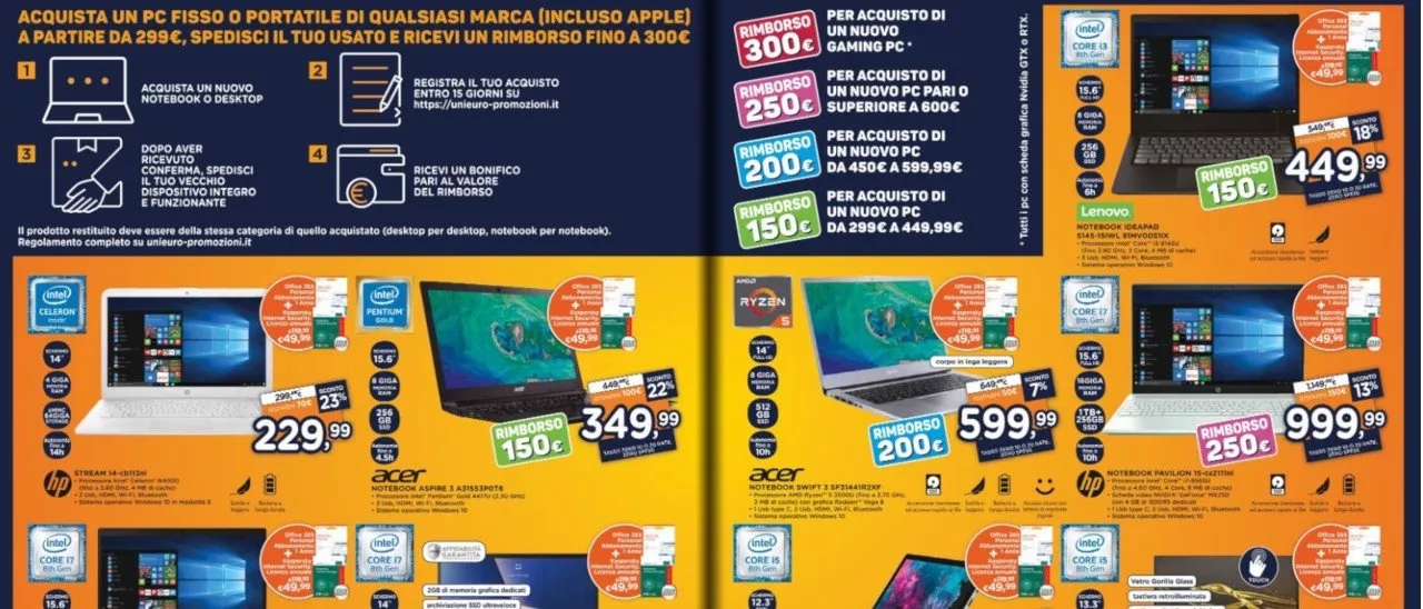 Unieuro, sino a 300€ di rimborso per un vecchio PC