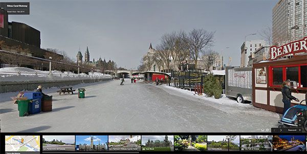 Le immagini panoramiche a 360 gradi del Rideau Canal Skateway di Ottawa sono state caricate sulla piattaforma Google Street View