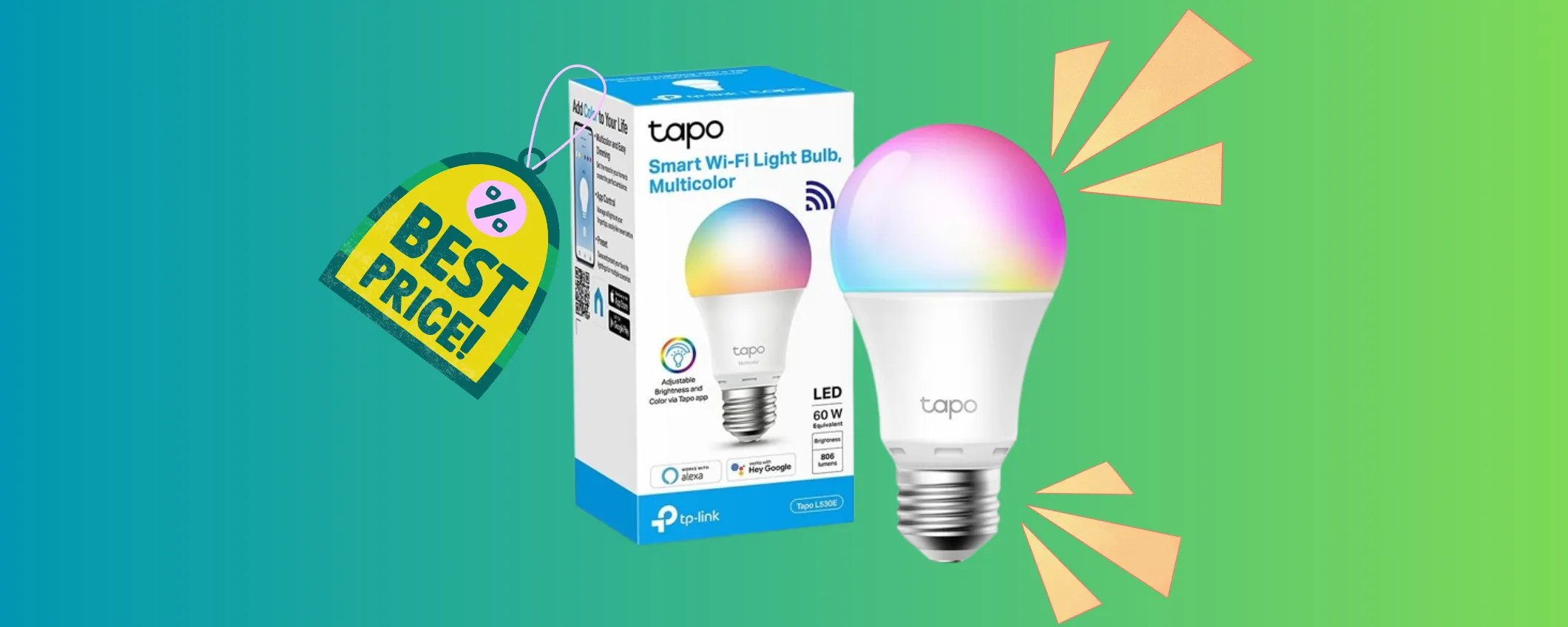 Lampadina WiFi TP-Link Tapo a quasi metà prezzo: oggi la paghi solo 7€