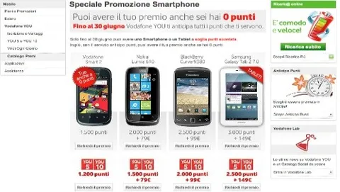 Vodafone You: smartphone e Tablet PC a partire da 0 punti