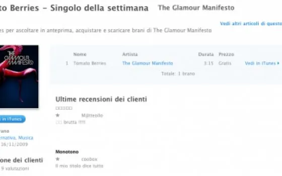 Il singolo della settimana su iTunes: 