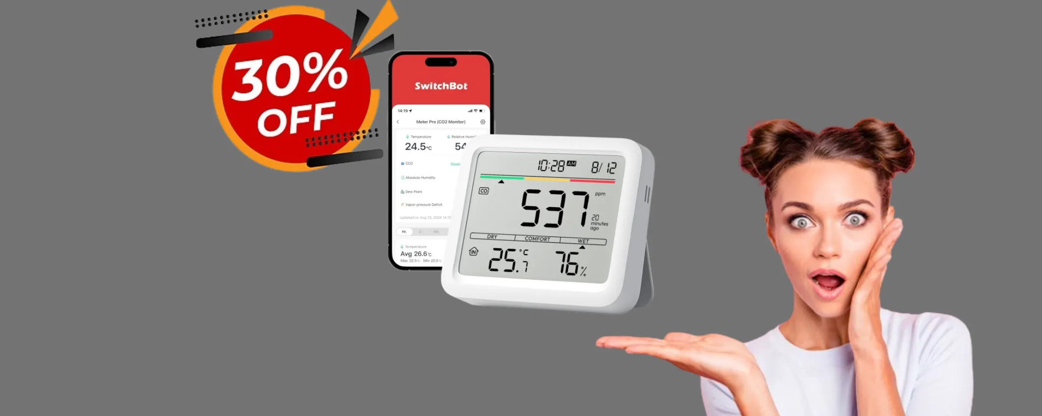 SwitchBot Meter Pro CO2: migliora l'aria di casa con un monitor smart (coupon -30%)