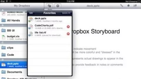 Aggiornamento: Dropbox si fa il lifting per iPad