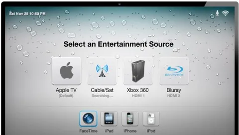 Un concept di Apple TV con Siri, FaceTime e TV via cavo