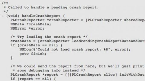 Crash reporter open source per iPhone