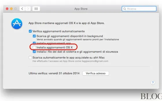 OS X Yosemite, installare automaticamente gli aggiornamenti di sistema