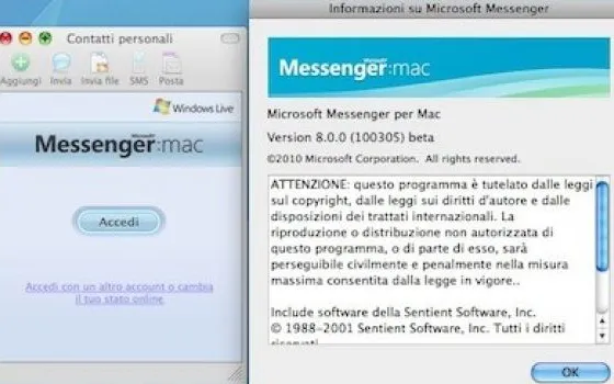 Microsoft Messenger 8 per Mac con audio e video. In beta