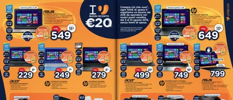 Unieuro: buono da 20 euro ogni 100 euro spesi
