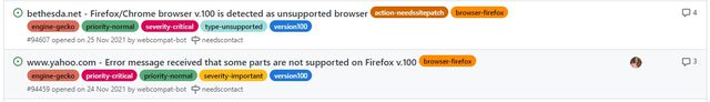 Chrome Firefox 100 bug