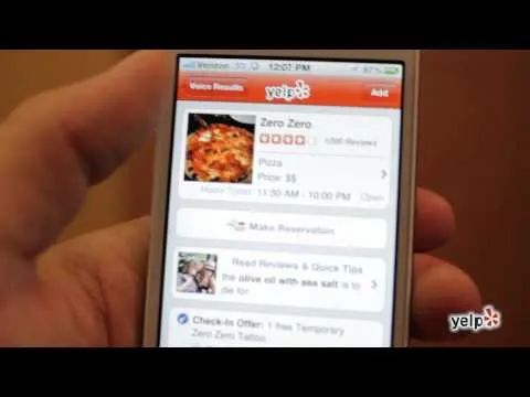 Siri Restaurant Search Example