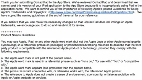 Apple rifiuta applicazioni che includono 