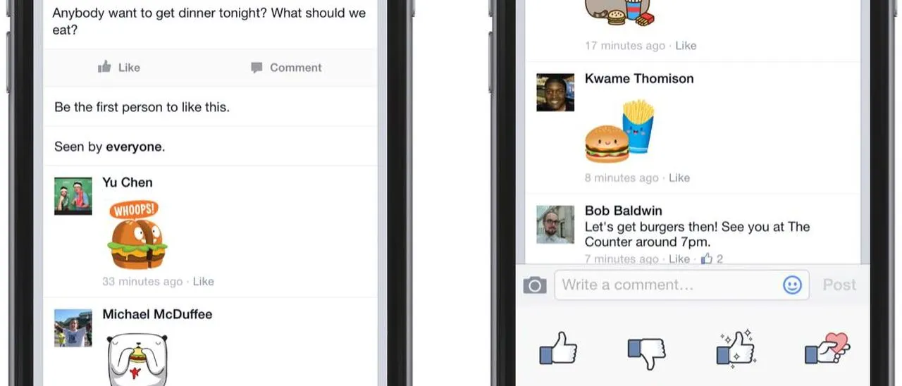 Facebook aggiunge gli sticker ai commenti