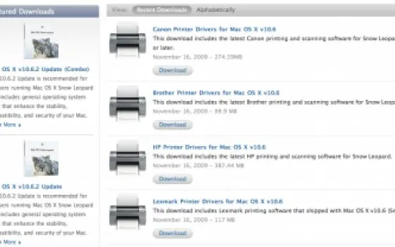 Aggiornamento driver stampanti per Snow Leopard