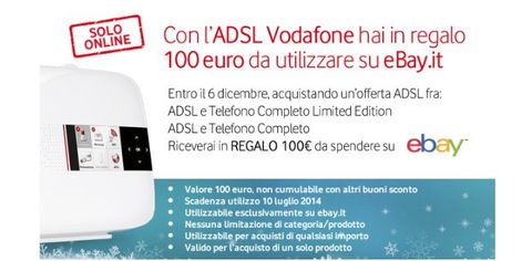 Le ADSL Vodafone regalano 100€ di sconto su eBay