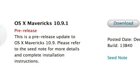 Apple invia OS X 10.9.1 Build 13B40 agli sviluppatori