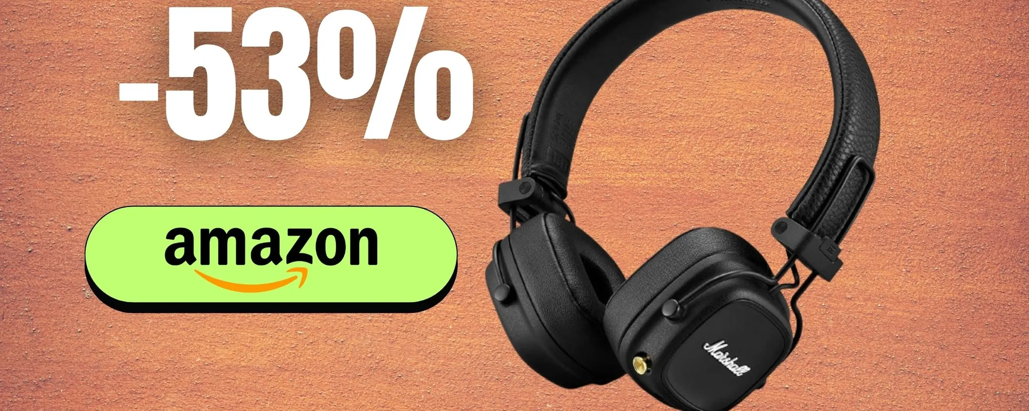 Cuffie bluetooth Marshall: qualità audio al top al 53% di sconto