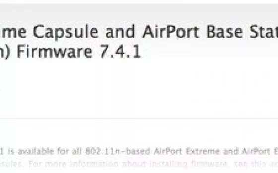Rilasciato aggiornamento firmware 7.4.1 per Airport Extreme, Express e Time Capsule