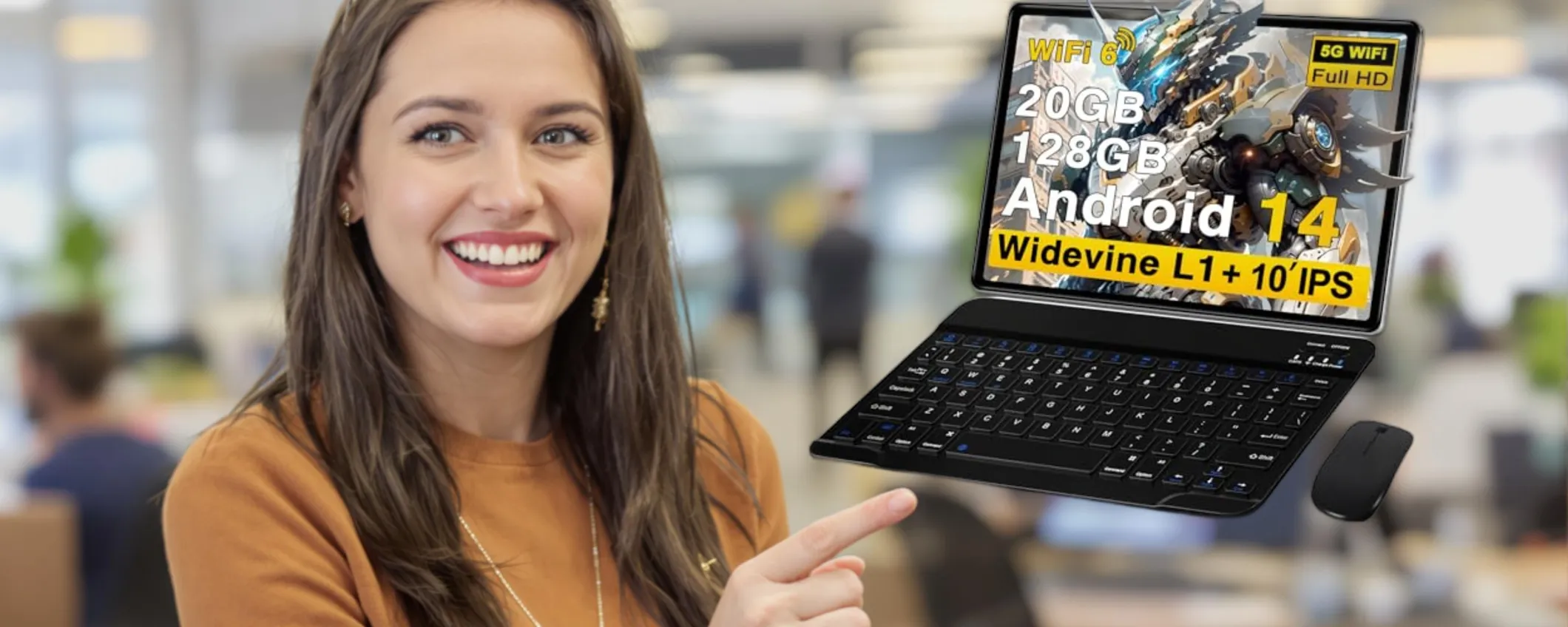 Tablet con Android 14 a meno di 80€ (con tastiera e mouse INCLUSI)
