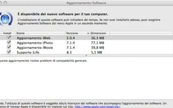 Aggiornamenti per la suite iLife '08