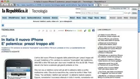 Repubblica: In italia è polemica per i prezzi di iPhone 3G S