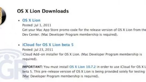 iCloud presto integrato in Mac OS X Lion 10.7.2
