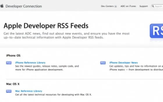 Apple: feed RSS per gli sviluppatori iPhone OS