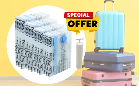Risparmia spazio e denaro nei tuoi viaggi: i sacchetti sottovuoto con pompa portatile per voli low cost!