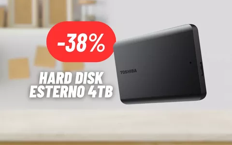 Hard disk esterno Toshiba da 4TB a meno di 100€: OFFERTA FOLLE