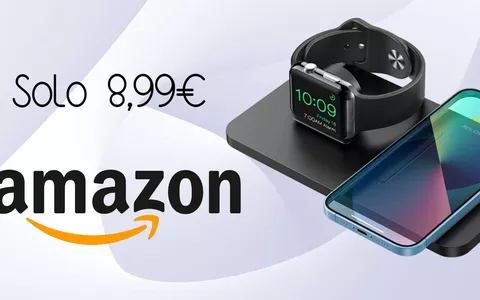 Caricabatterie wireless 2 in 1 per iPhone e Apple Watch in OFFERTA a meno di 9€