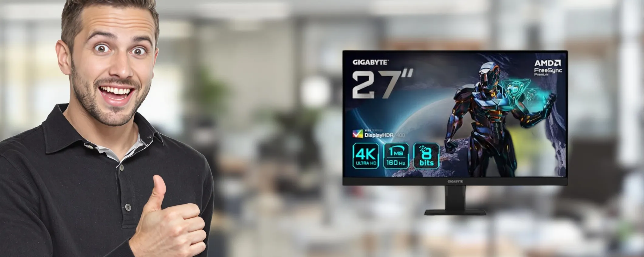 Monitor 4K con FreeSync e HDR: Gigabyte GS27U in offerta a 284€