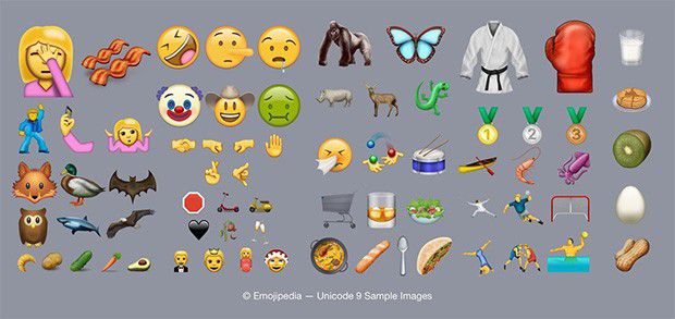 I nuovi emoji inserite dall'Unicode Consortium nella definizione dello standard 9.0