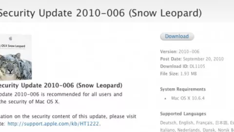 Apple rilascia il nuovo Security Update per Snow Leopard