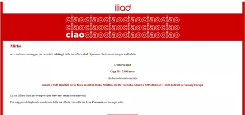 Iliad: l'email che sembra phishing ma non lo è