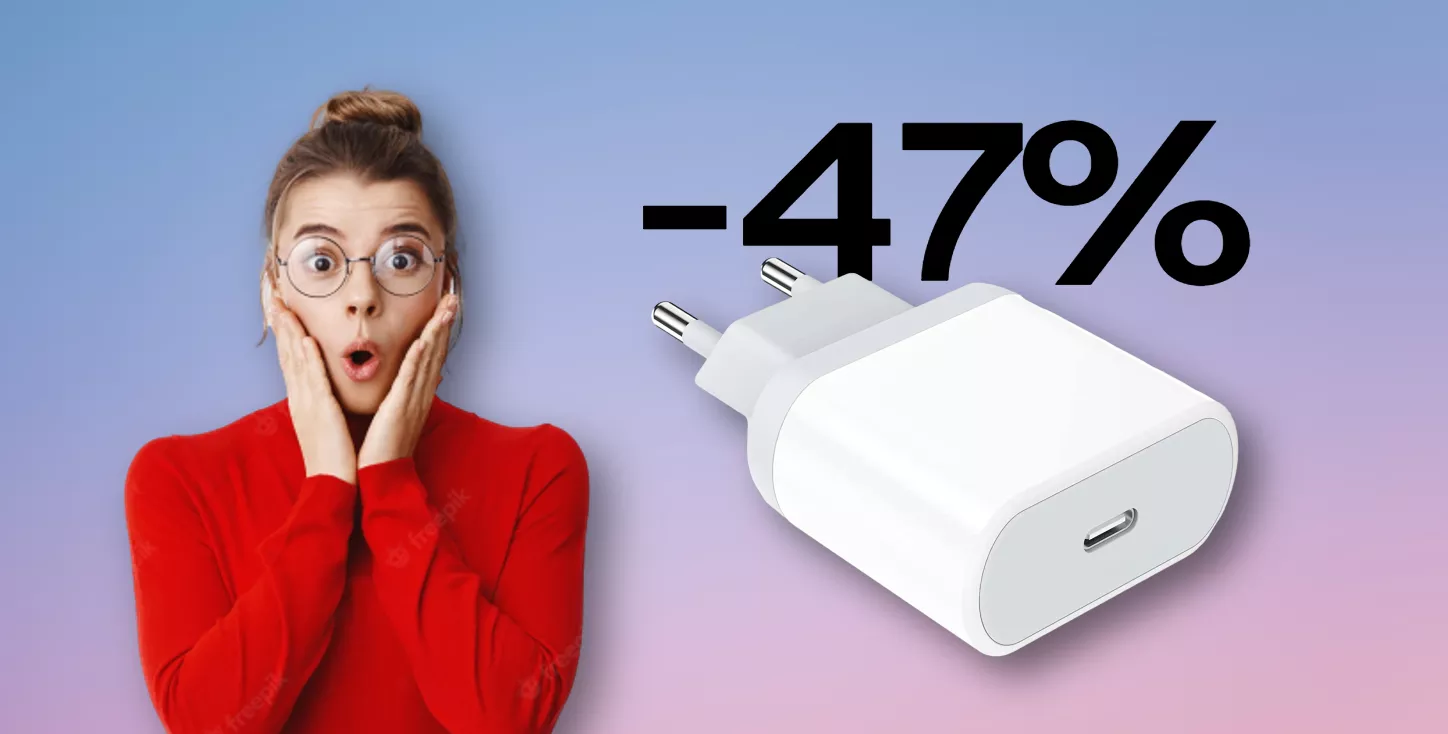 Caricabatterie USB-C 20W per iPhone e non solo: CLAMOROSO SCONTO 47%