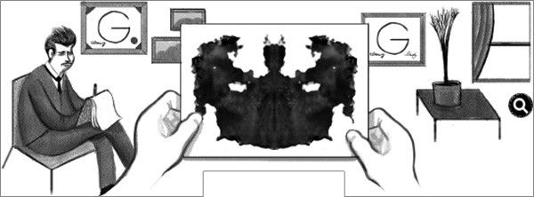 Il doodle interattivo che Google dedica a Hermann Rorschach in occasione del 129esimo anniversario della nascita